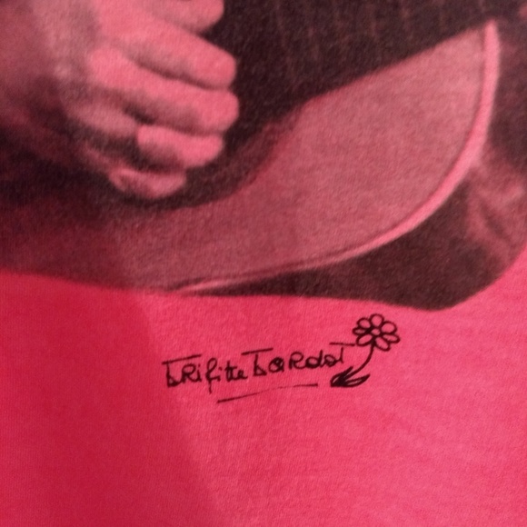 Vintage Brigitte Bardot Pink Photo Tunic Tee Cotton Tank Top Iconic Print - Picture 3 of 8